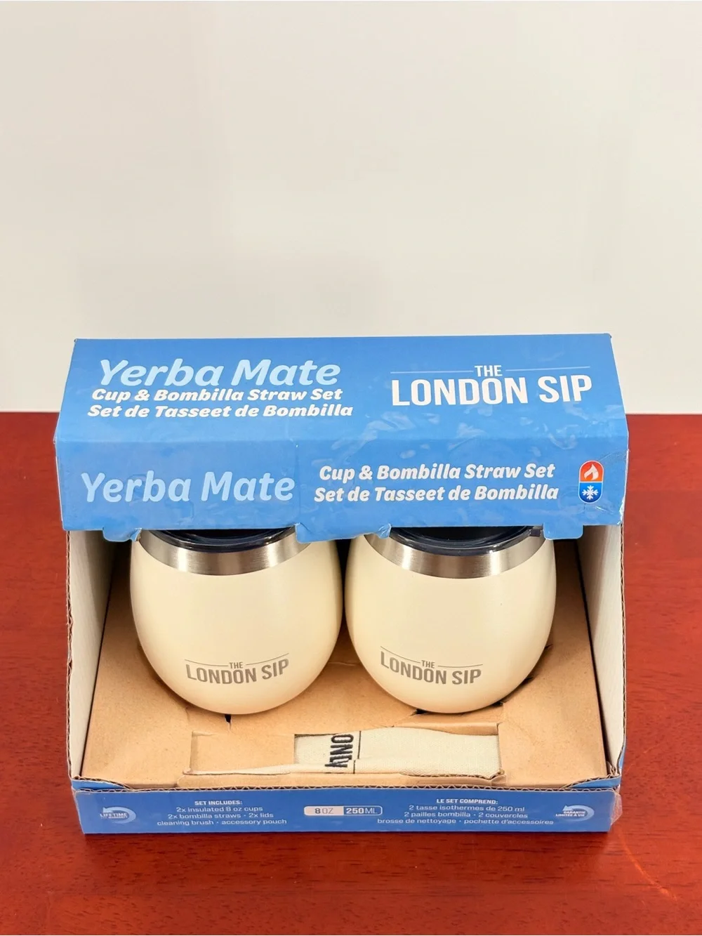 The London Sip Yerba Mate Cup & Bombilla Straw Set - Cream